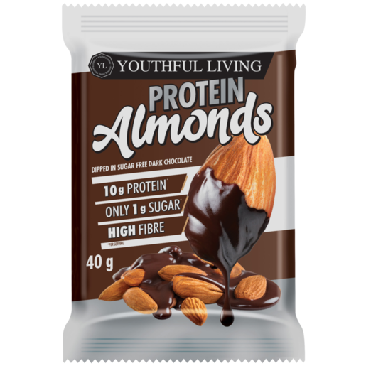 Youthful Living Dark Chocolate Coated Protein Almonds 40g