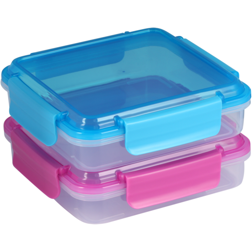 Blue & Pink Clip Hinge Sandwich Containers 2 Piece