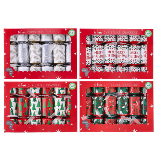 Petite Printed Christmas Crackers 6 Pack (Design May Vary)