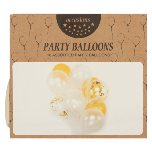 Occasions Gold & White Assorted Party Balloon Set 10 Piece