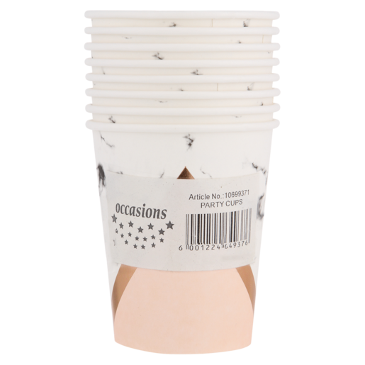Occasions White & Rose Gold Paper Cups 8 Pack