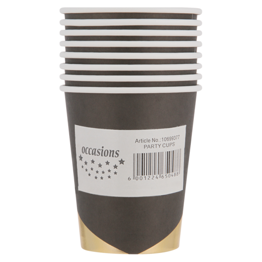 Occasions Black & Gold Paper Cups 8 Pack