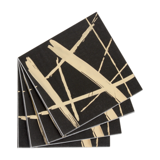 Occasions Black & Gold 2 Ply Lunch Napkins 12 Pack