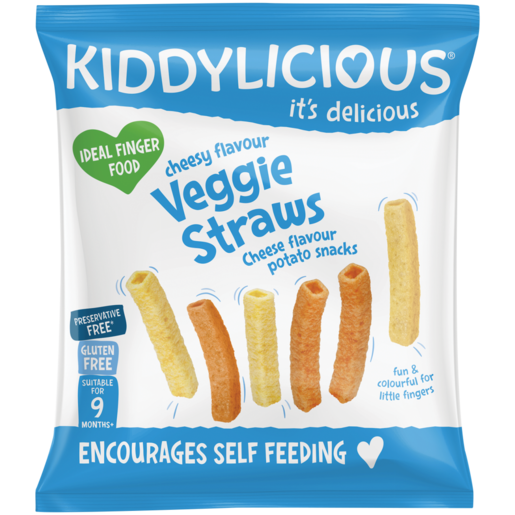 Kiddylicious Cheese Flavoured Veggie Straws 9-36 Month Baby Snack 12g