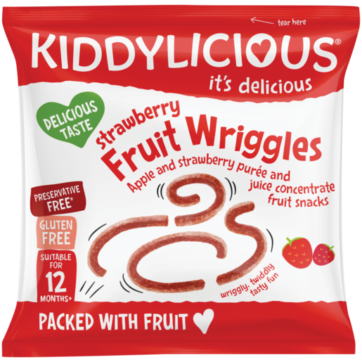 Kiddylicious Strawberry Flavoured Fruit Wriggles Snack 12g