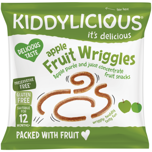 Kiddylicious Apple Flavoured Fruit Wriggles Snack 12g