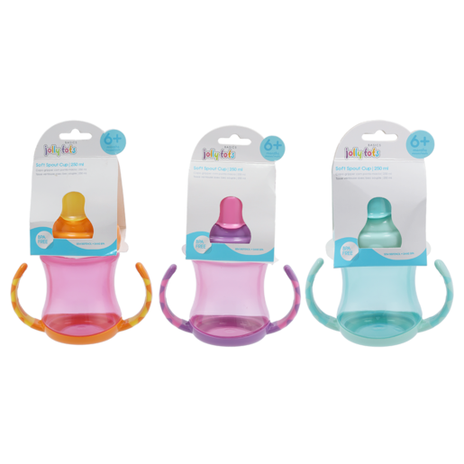 Jolly Tots 2 Handle Soft Spout Cup 6 Months+ 250ml (Colour May Vary)