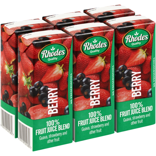 Rhodes Quality 100% Berry Fruit Juice Blend 6 x 200ml