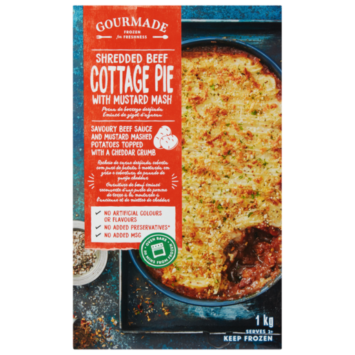 Gourmade Frozen Shredded Beef Cottage Pie With Mustard Mash Ready Meal 1kg