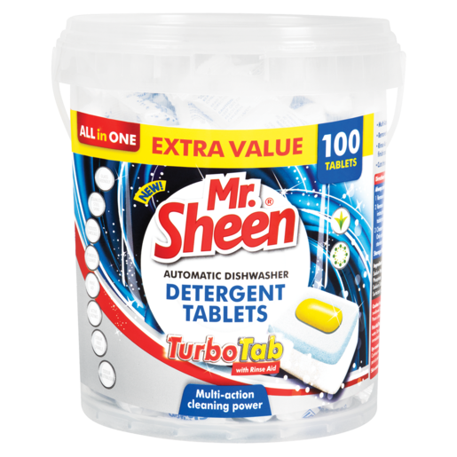 Mr. Sheen Lemon Scented Detergent Turbo Tablets 100 Pack