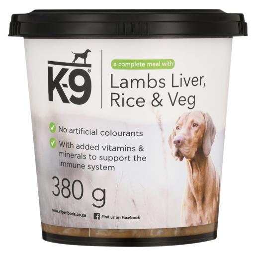 K-9 Lambs Liver, Rice & Veg Dog Food 380g