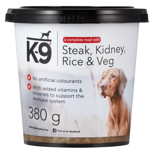 K-9 Steak, Kidney, Rice & Veg Dog Food 380g