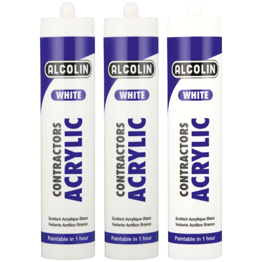 Alcolin White Contractors Acrylic Sealant 3 x 260ml