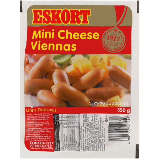 Eskort Mini Cheese Viennas Pack 350g