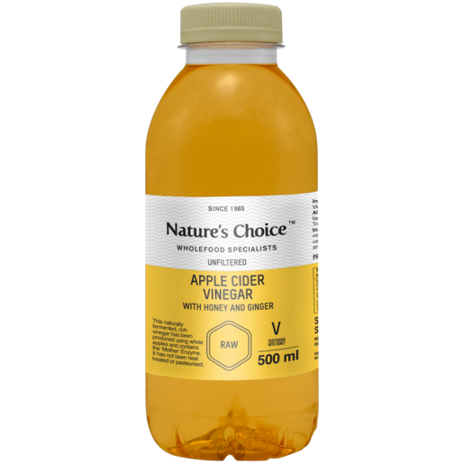 Nature's Choice Honey & Ginger Apple Cider Vinegar Bottle 500ml