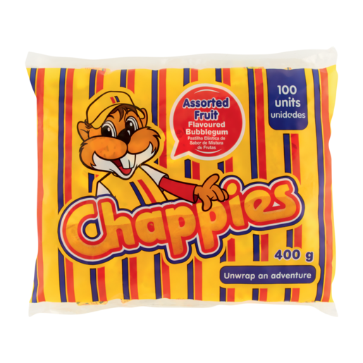 Chappies Assorted Fruit Flavoured Bubblegum 100 Pack