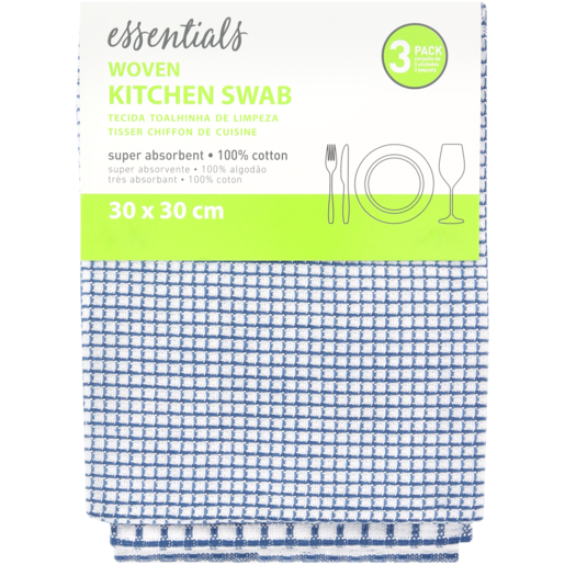 Essentials Woven Kitchen Swab Towels 3 Pack