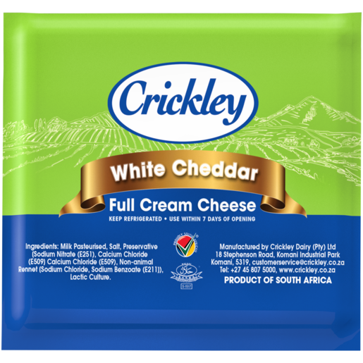 Crickley White Cheddar Full Cream Cheese Per kg