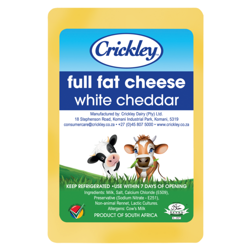 Crickley Full Fat White Cheddar Cheese Pack Per kg