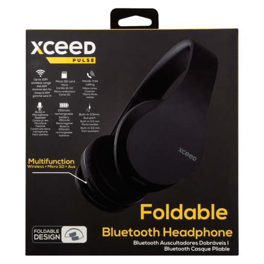 Xceed Black Foldable Bluetooth Headphones