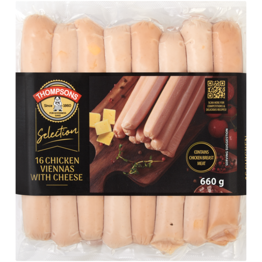 Thompsons Selection Chicken Viennas with Cheese 16 Pack