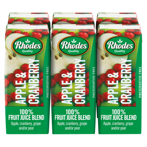 Rhodes 100% Apple & Cranberry Fruit Juice Blend 6 x 200ml