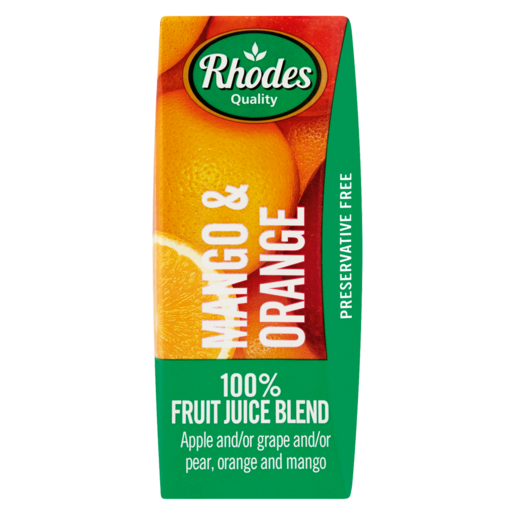 Rhodes Quality 100% Mango & Orange Juice Box 200ml
