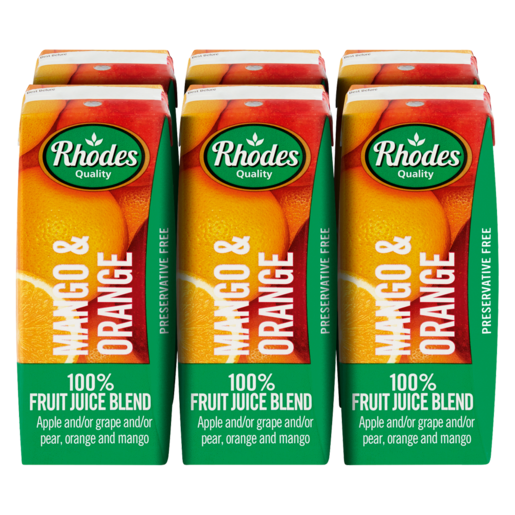 Rhodes Quality 100% Mango & Orange Fruit Juice Blend 6 x 200ml