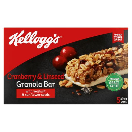 Kellogg's Cranberry & Linseed Granola Bar With Yoghurt & Sunflower Seeds 5 x 44g