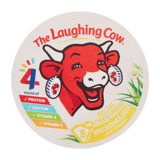 The Laughing Cow Cheddar Flavour Full Fat Cheese Spread 8 Pack