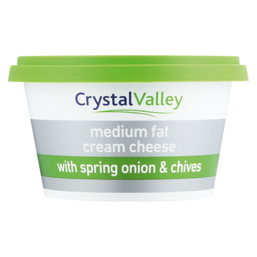 Crystal Valley Medium Fat Cream Cheese With Spring Onion & Chives 175g