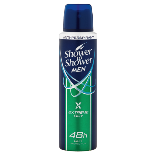 Shower to Shower Extreme Dry Mens Body Spray Deodorant 150ml