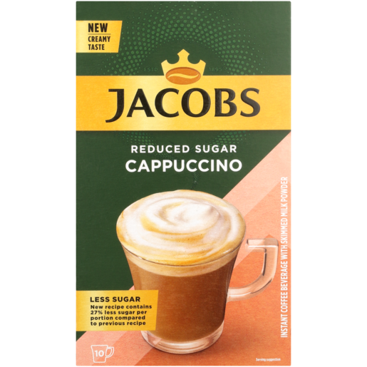 Jacobs Reduced Sugar Cappuccino Sticks 10 Pack