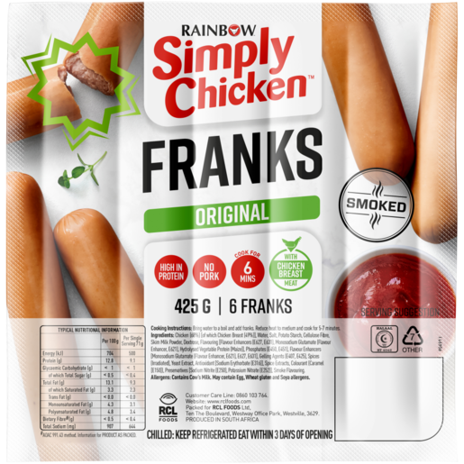 Simply Chicken Everyday Frankfurters 425g