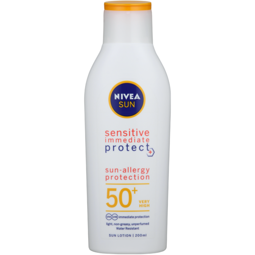 NIVEA SUN Sensitive Immediate Protect Sun-Allergy Protection SPF50+ Sun Lotion Bottle 200ml