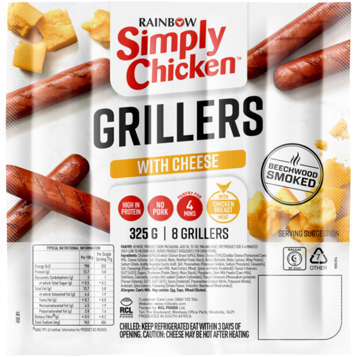 Simply Chicken Cheese Grillers 325g