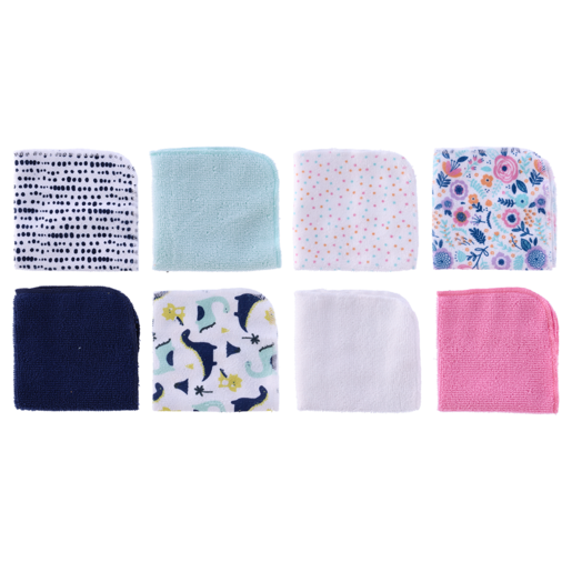 Jolly Tots Microfibre Facecloth 23x23cm 8 Pack 0 Months+ (Design May Vary)