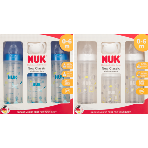 NUK New Classic Bottle & Soother Starter Pack 4 Piece (Assorted Item - Supplied at Random)