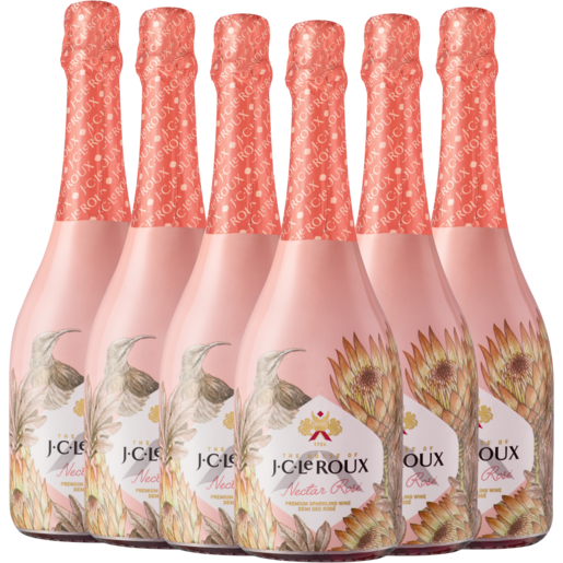 J.C. Le Roux Nectar Demi Sec Sparkling Rosé Wine Bottles 6 x 750ml