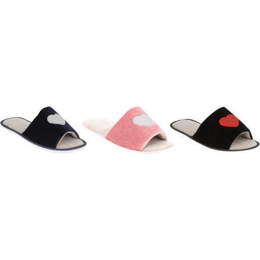 Ladies Hotel Heart Slippers Size 3-8 (Assorted Item - Supplied At Random)