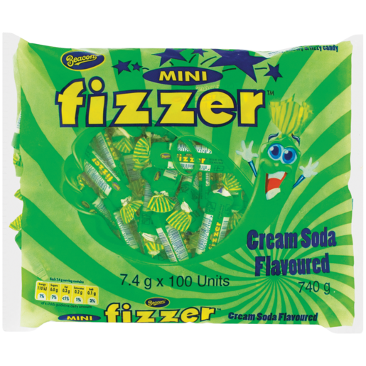 Beacon Creme Soda Flavoured Mini Fizzers 100 Pack, Soft Sweets, Chocolates & Sweets, Food Cupboard, Food