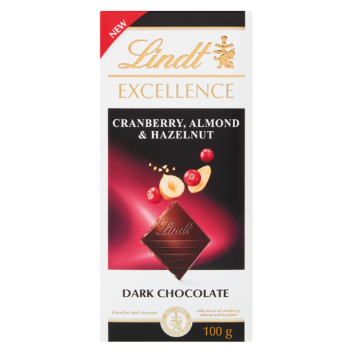 Lindt Excellence Cranberry, Almond & Hazelnut Dark Chocolate Slab 100g