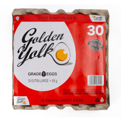 Golden Yolk Extra Large Eggs Tray 30 Pack