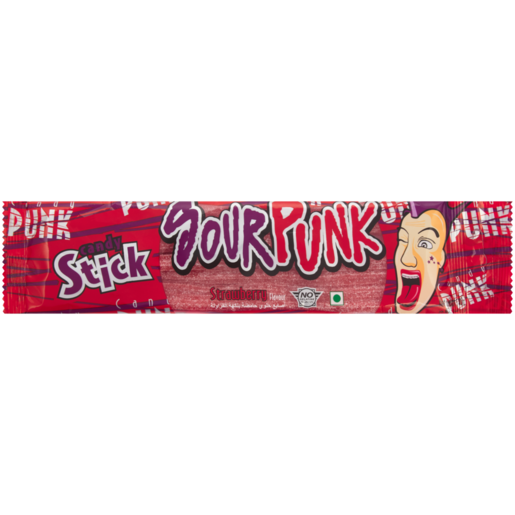 Sour Punk Strawberry Flavour Candy Sticks 40g 
