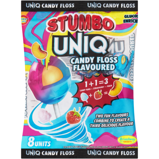 Broadway Sweets Stumbo Uniq Candy Floss Flavoured Lollipops 8 Pack