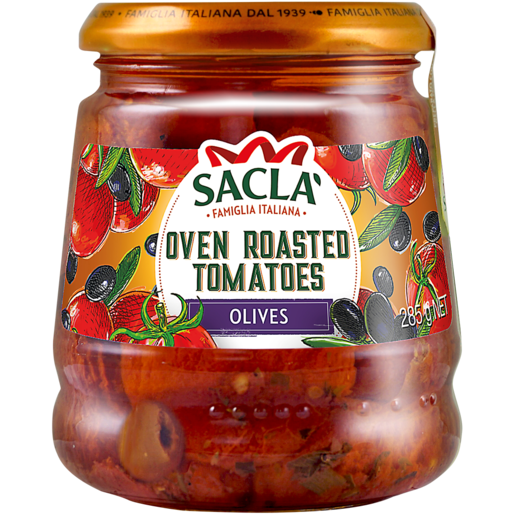 Sacla Oven Roasted Tomato With Olives Jar 285g
