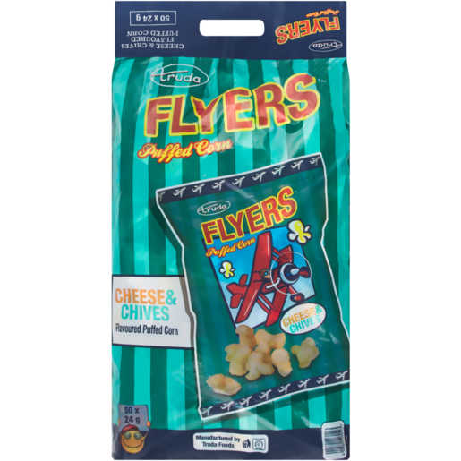 Truda Flyers Cheese & Chives Flavoured Puffed Corn 50 x 24g