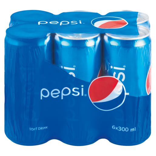 Pepsi Regular Soft Drink Cans 6 x 300ml