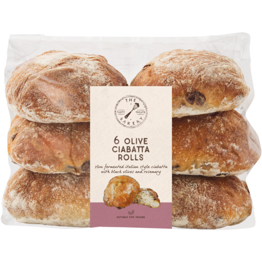 The Bakery Olive Ciabatta Rolls 6 Pack