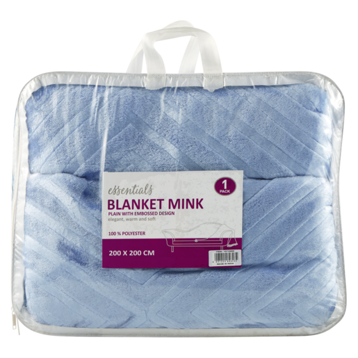 Essentials Blue Embossed Mink Blanket 200 x 200cm